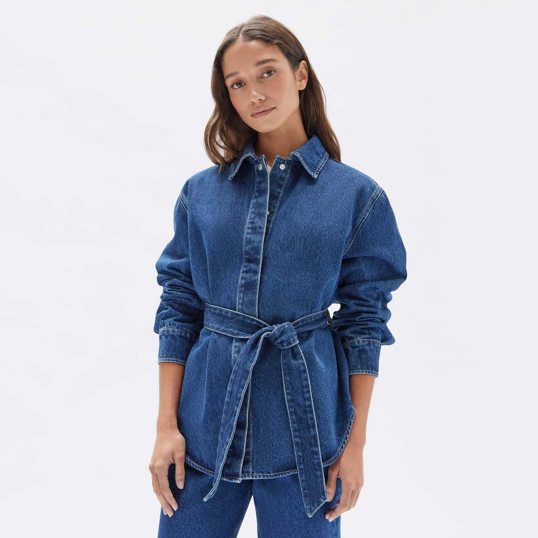 DENIM BELTED JACKET  | HERITAGE BLUE