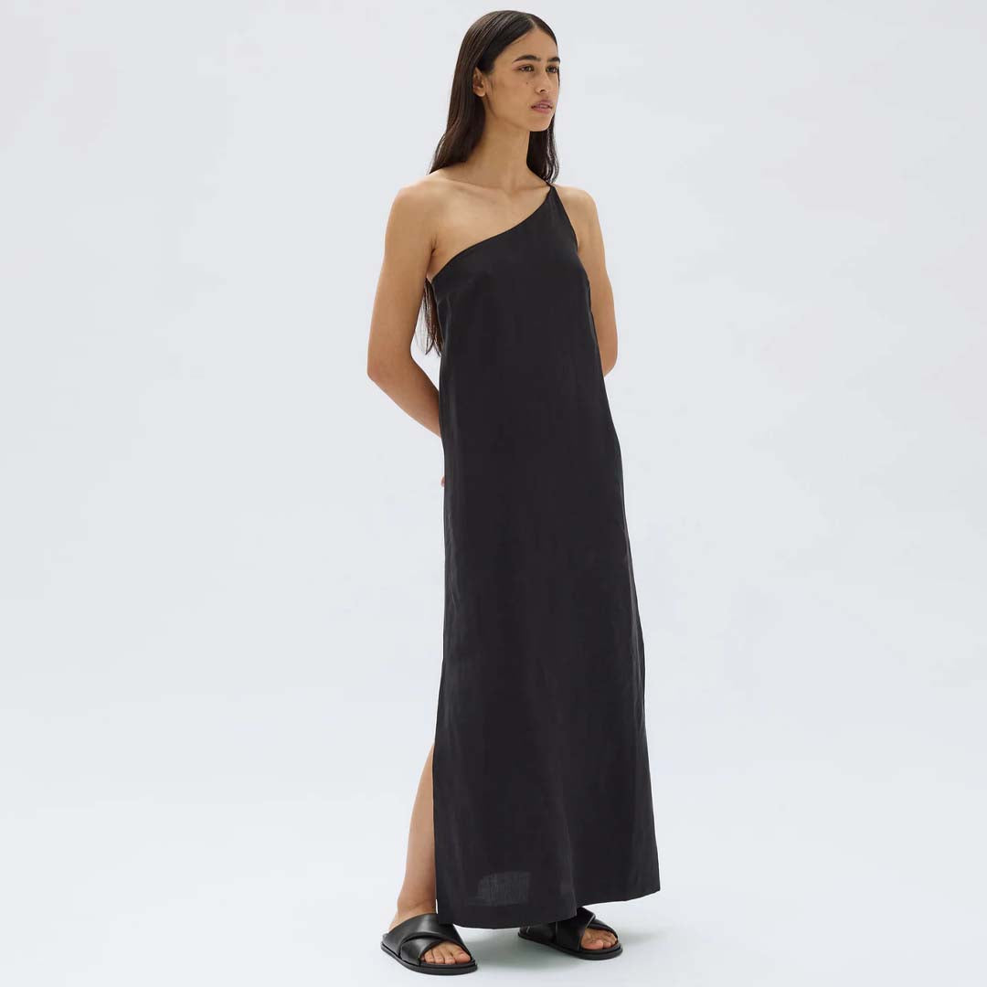 FARRIDAY SILK LINEN DRESS | BLACK