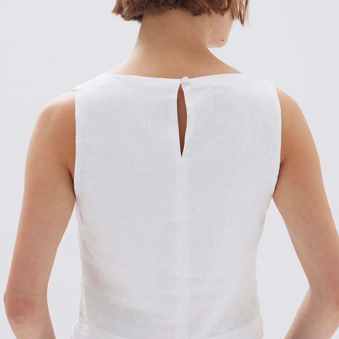 GEORGINA LINEN TOP | WHITE