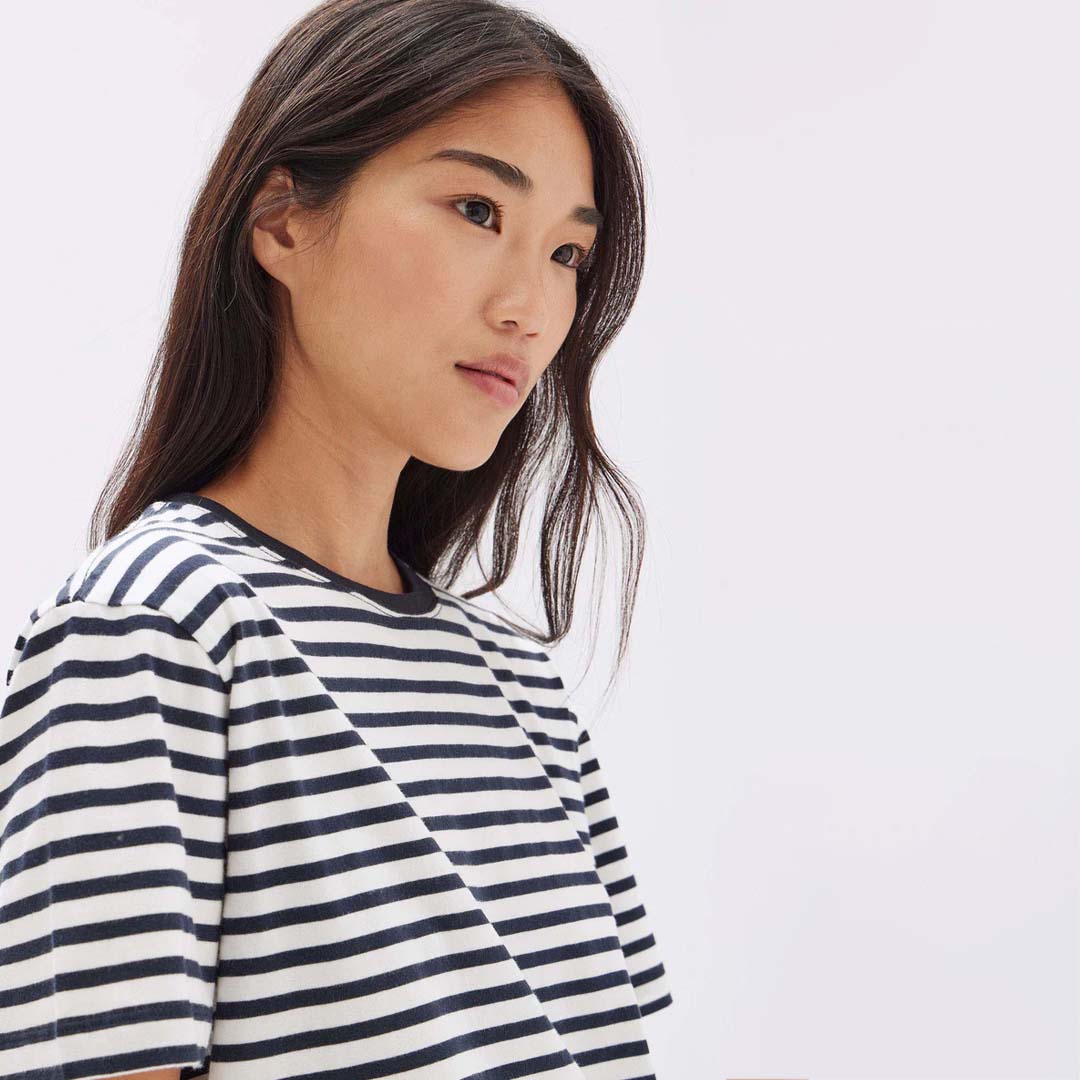 HARBOUR STRIPE TEE | TRUE NAVY WHITE