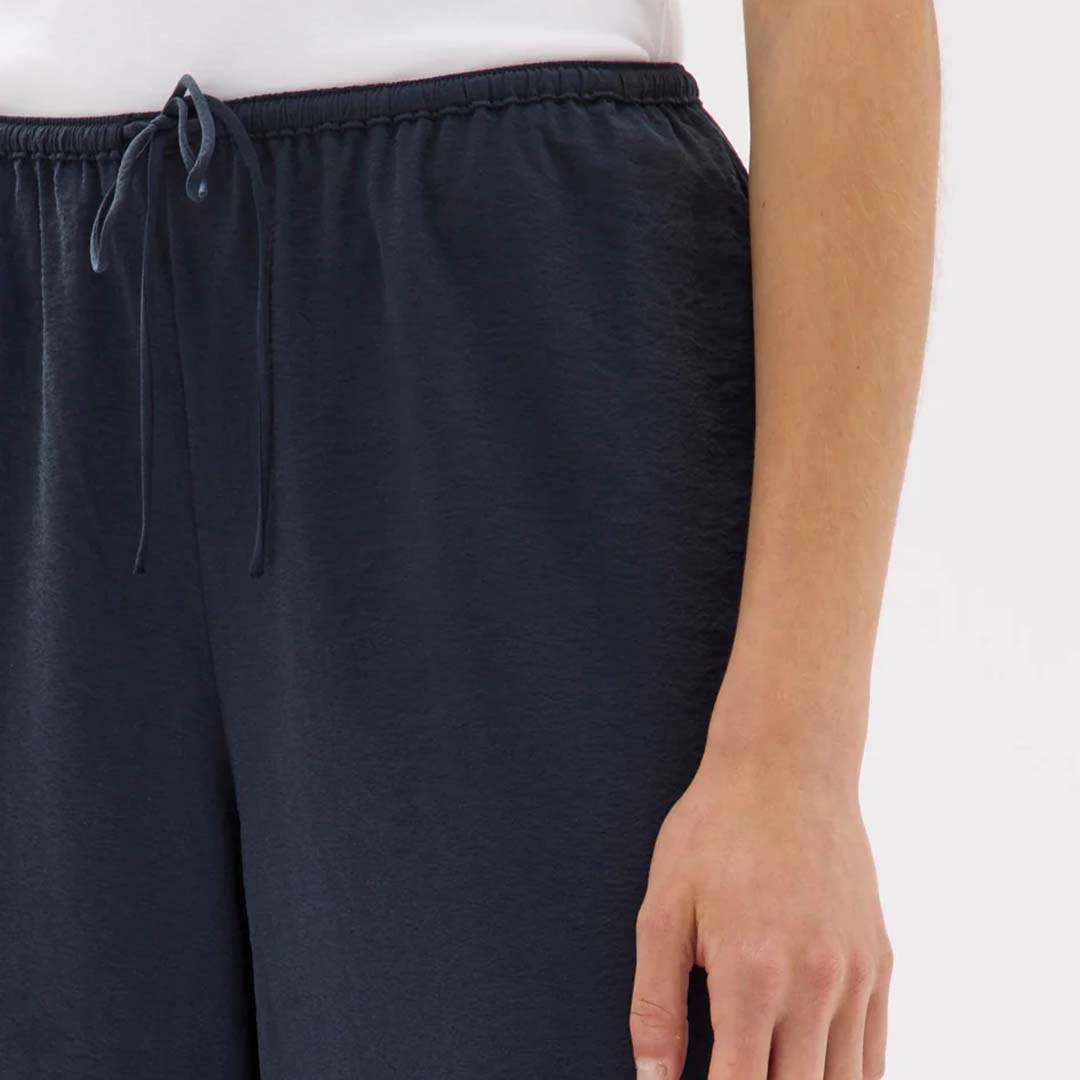 HEATHER SILK BLEND PANT | NAVY