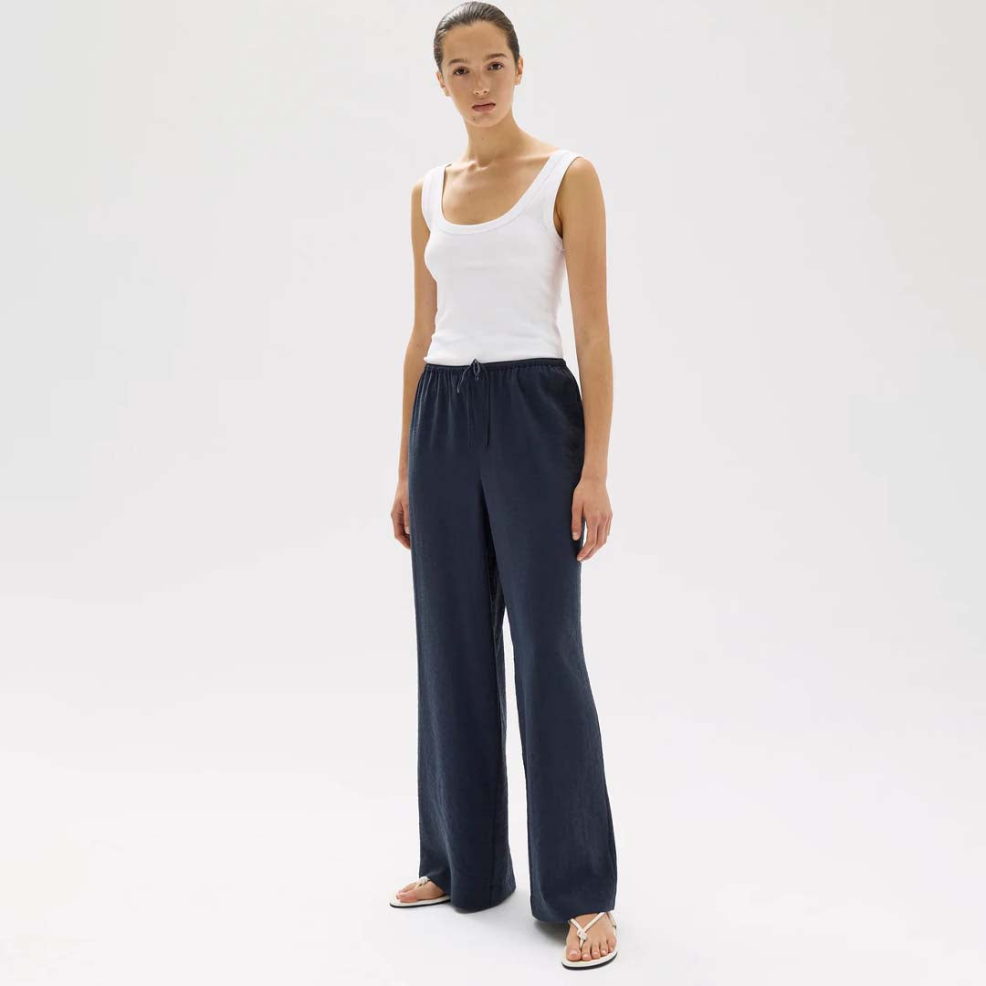 HEATHER SILK BLEND PANT | NAVY