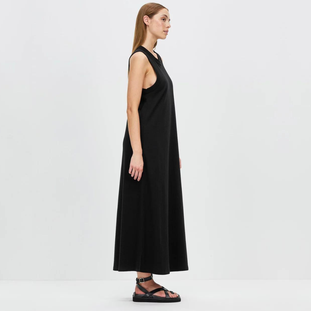 JUNI ORGANIC TANK DRESS | TRUE BLACK