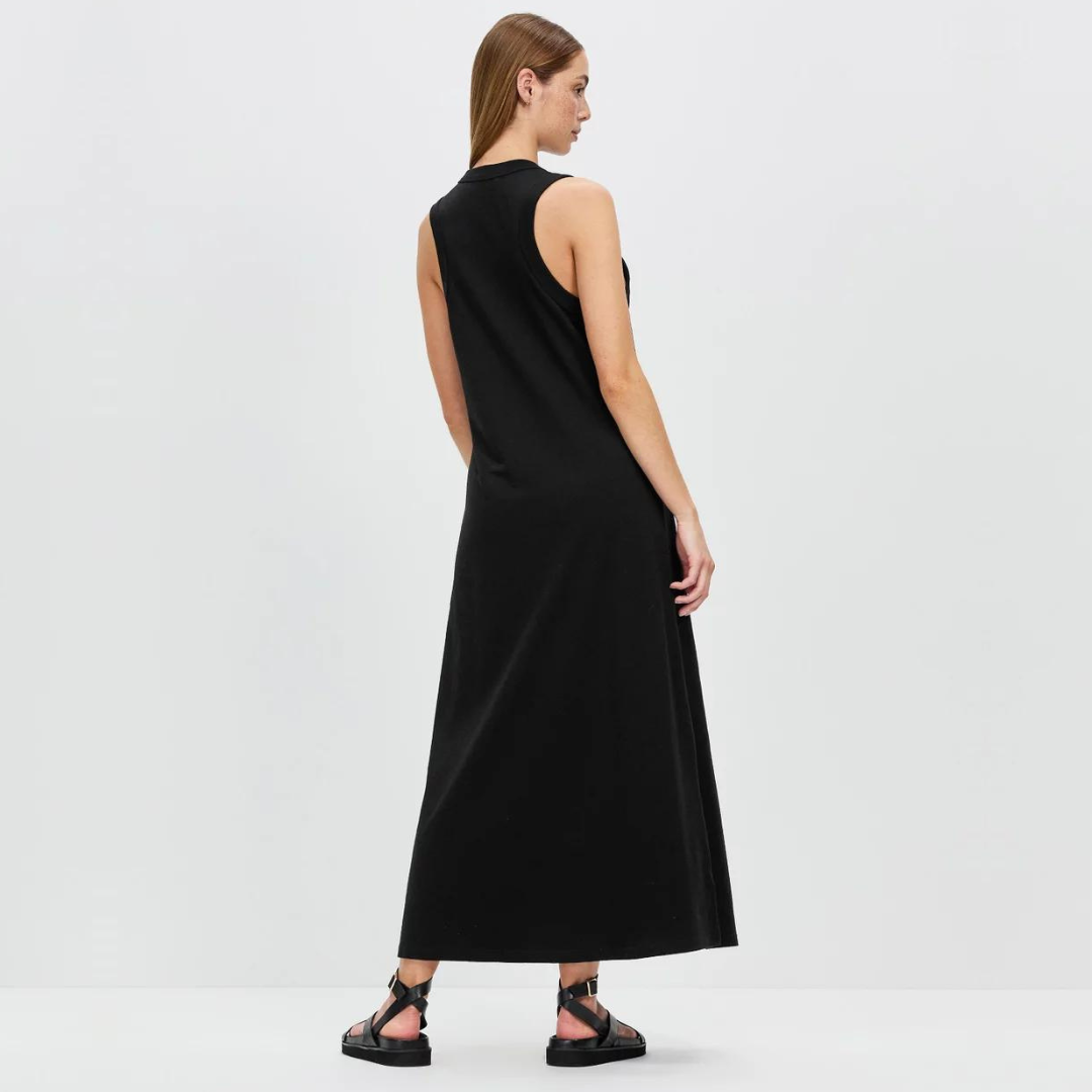 JUNI ORGANIC TANK DRESS | TRUE BLACK