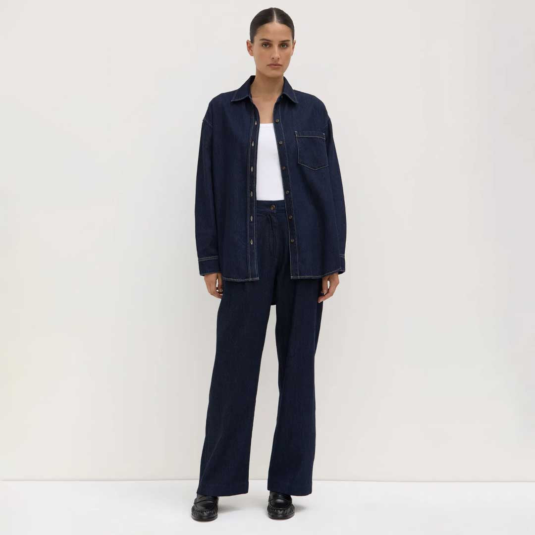 Kiera Recycled Denim Ls Shirt | Deep Indigo