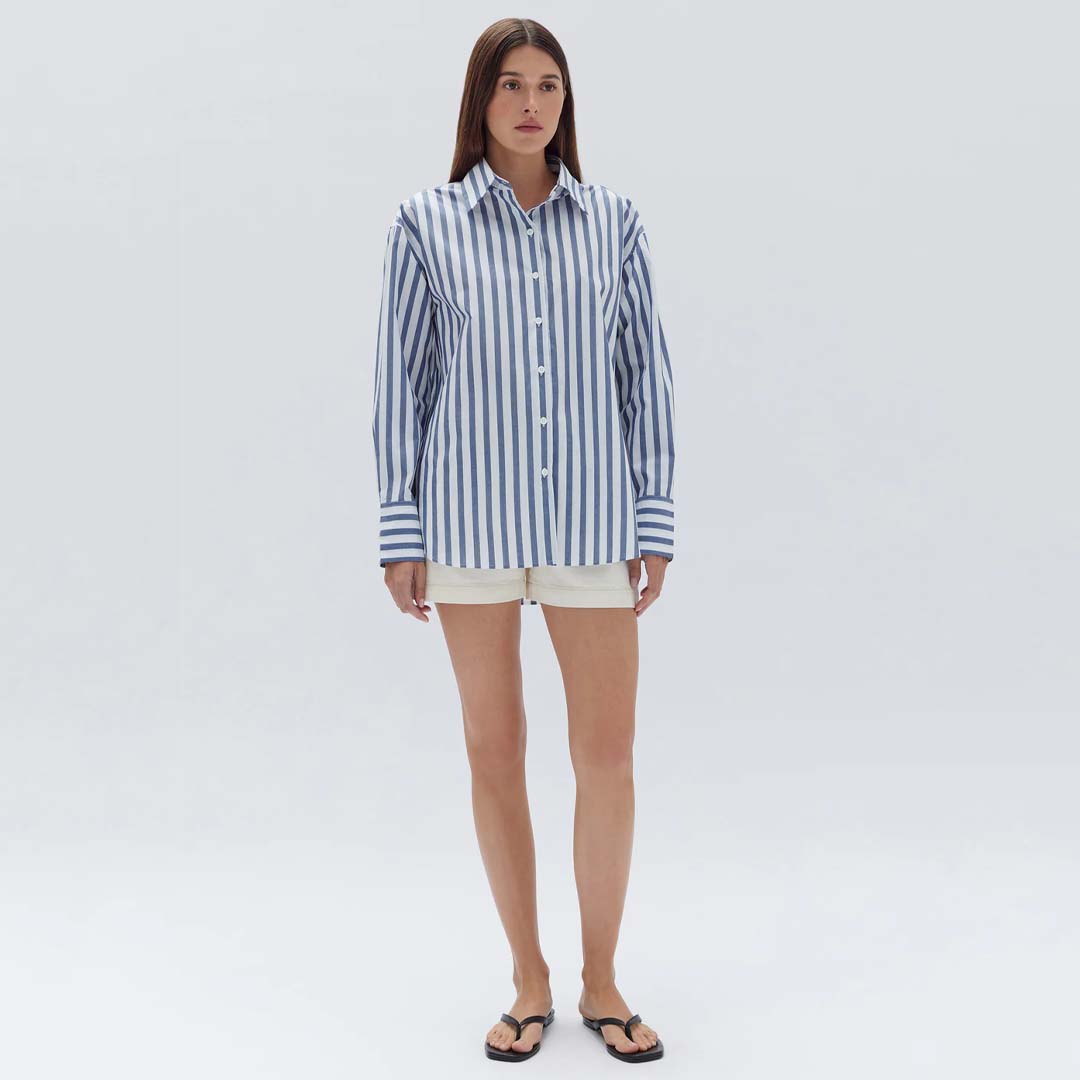 MARIE POPLIN SHIRT | ROYAL STRIPE