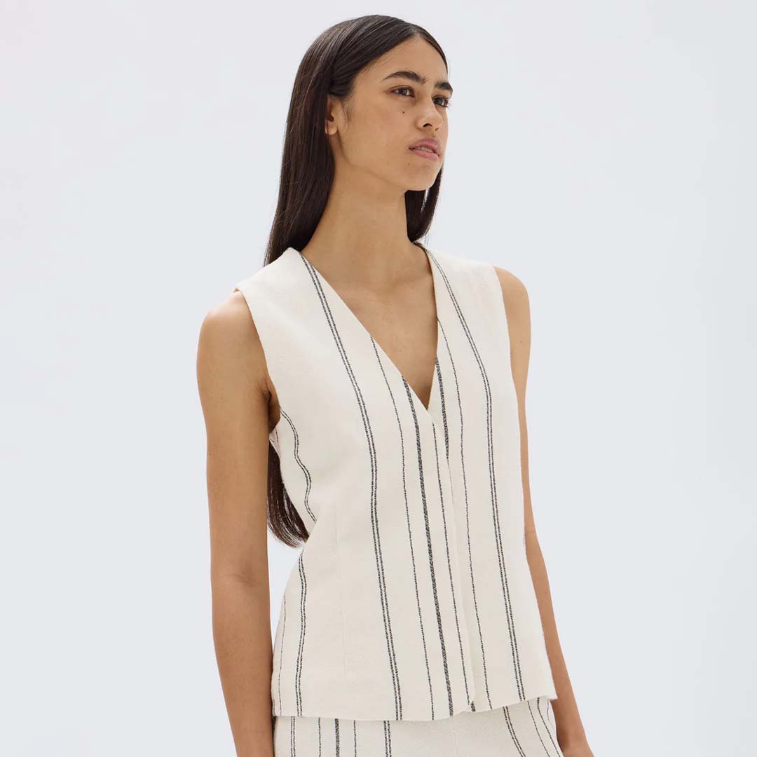 MATERA STRIPE VEST | CREAM / BLACK