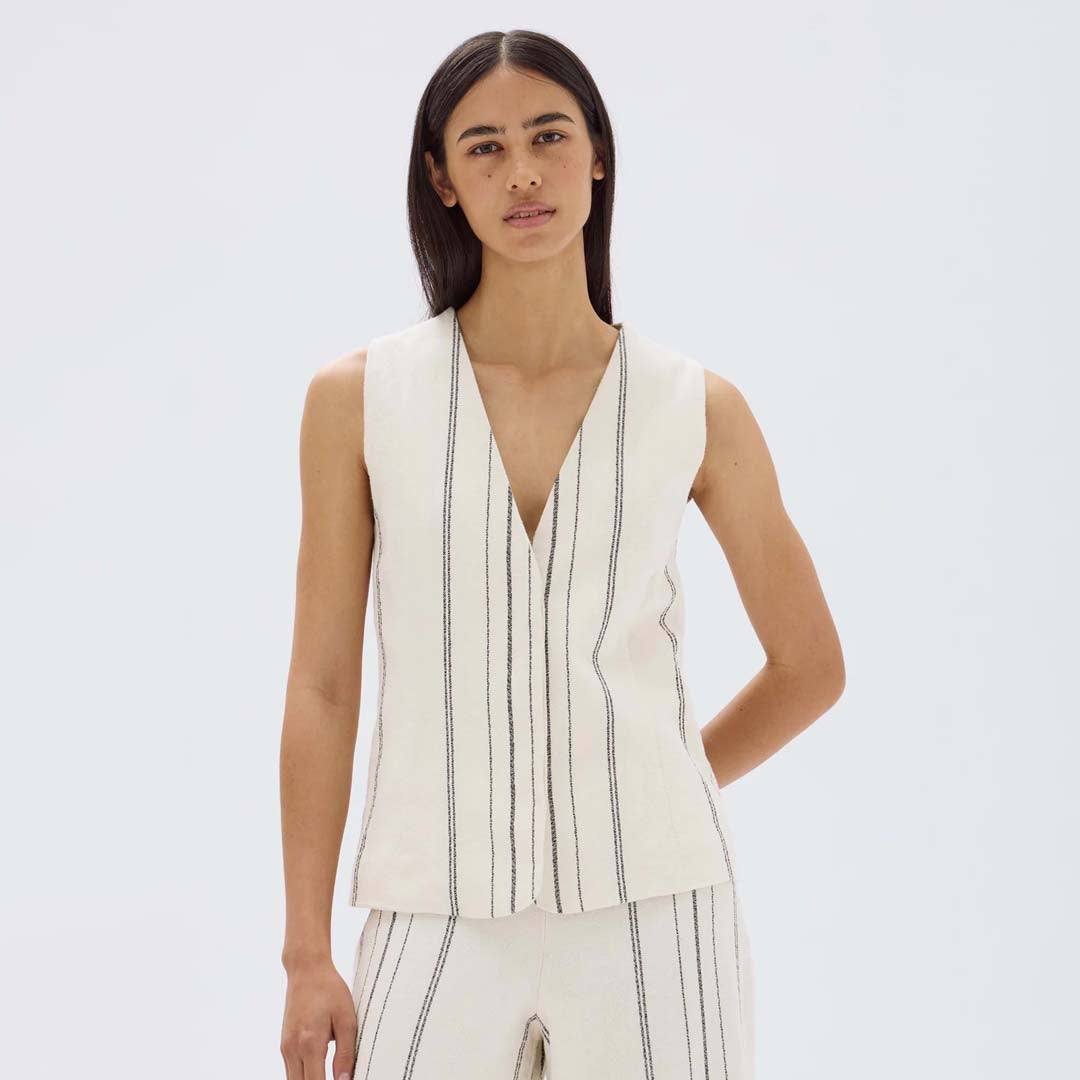 MATERA STRIPE VEST | CREAM / BLACK