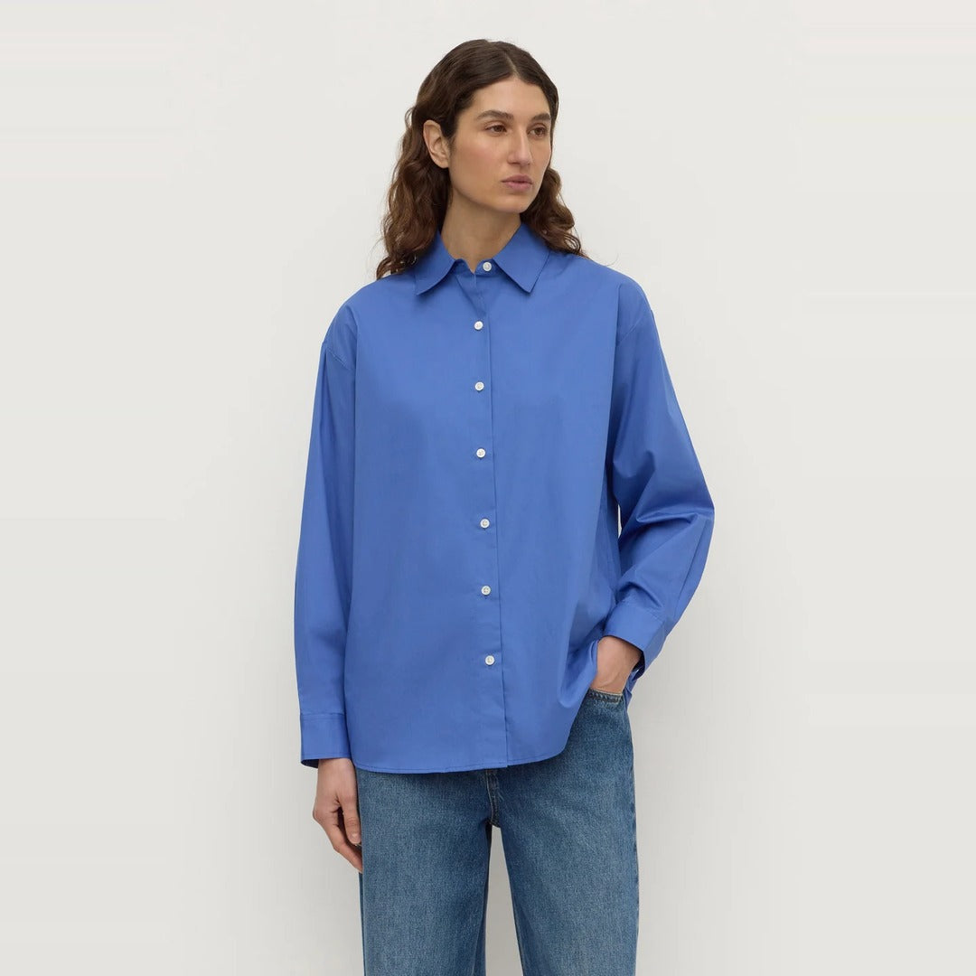 Micha Poplin Long Sleeve Shirt | New Blue