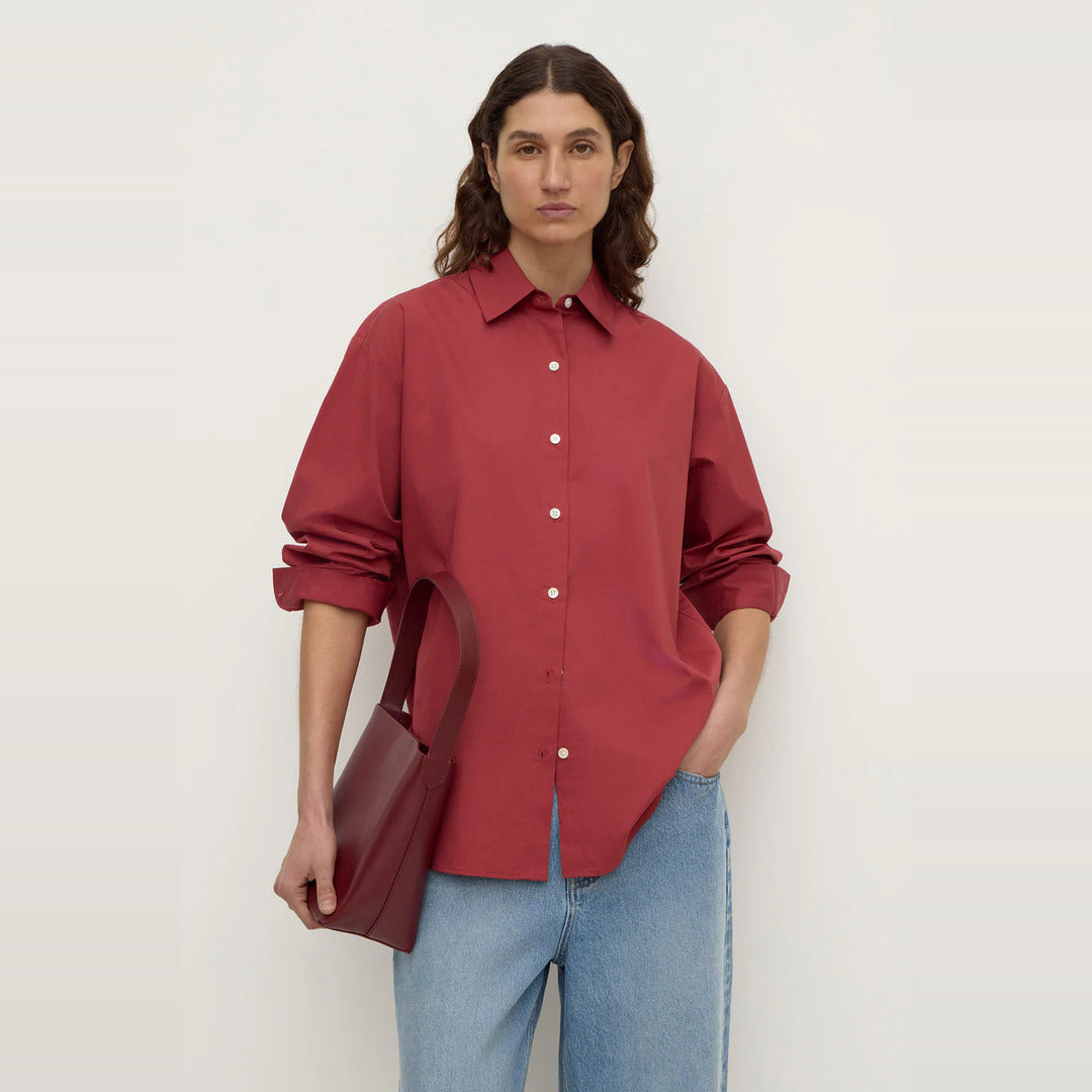 Micha Poplin Long Sleeve Shirt | Raisin