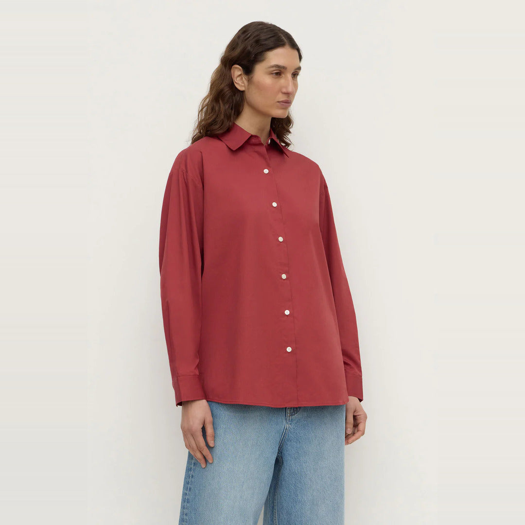 Micha Poplin Long Sleeve Shirt | Raisin