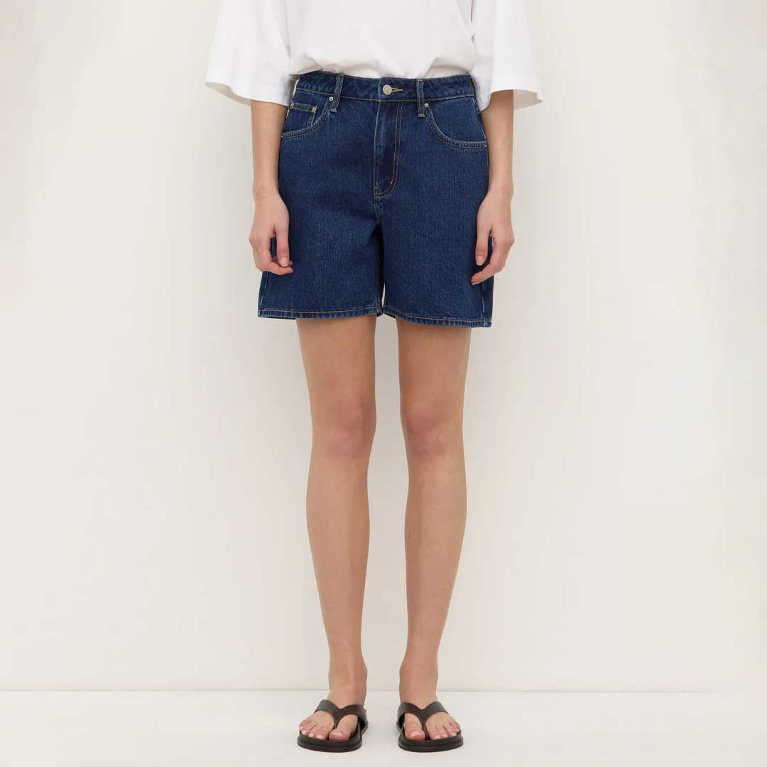 Mid Rise Vintage Denim Short | Dark Stone