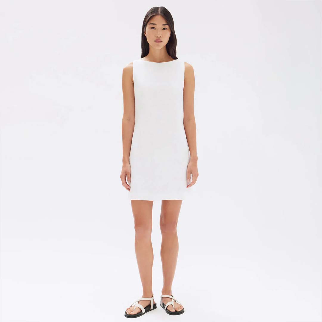 NADINE LINEN MINI DRESS | WHITE