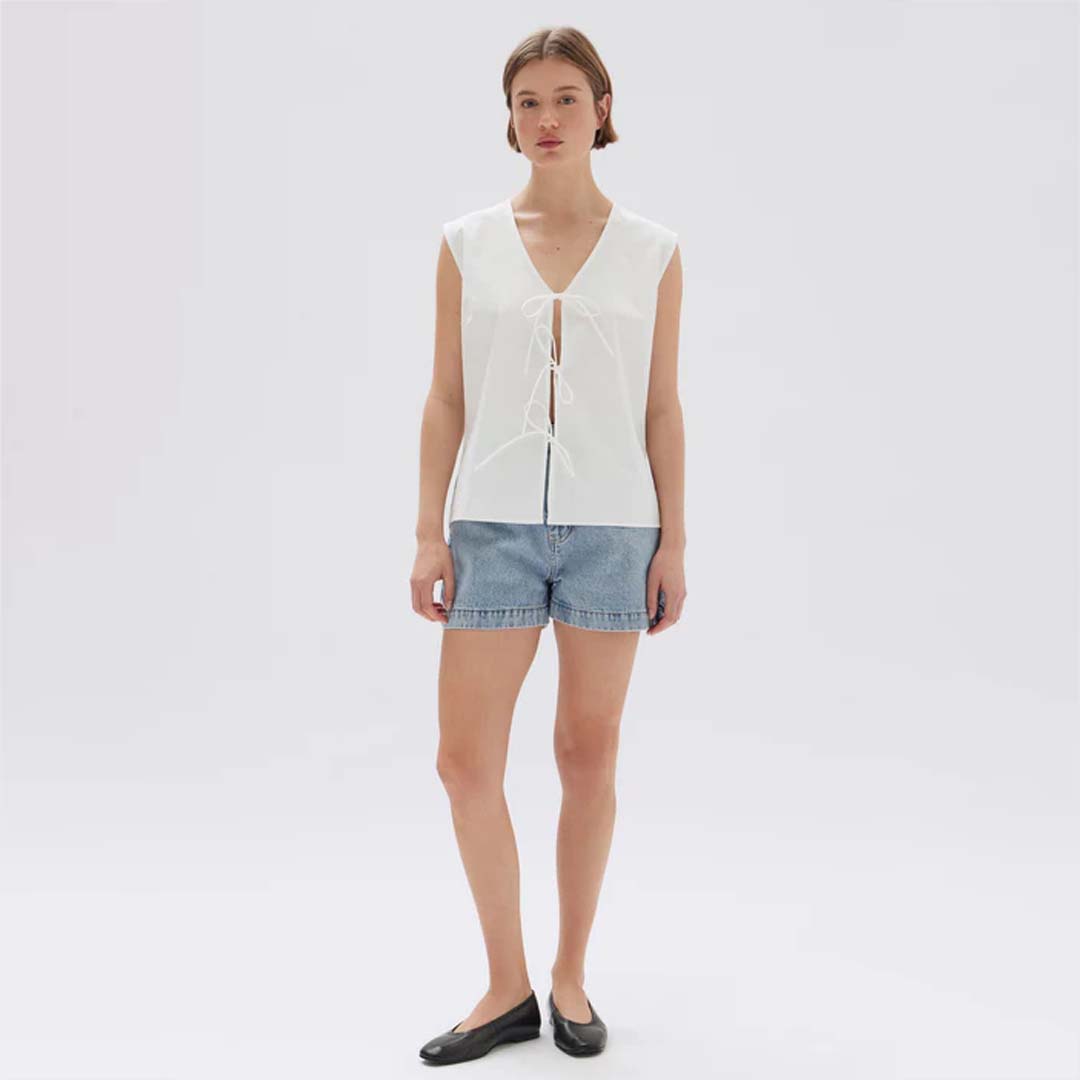 OLLIE POPLIN TIE TOP | WHITE