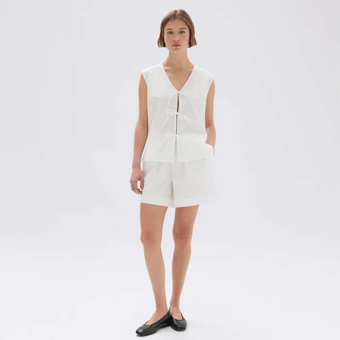 OLLIE POPLIN TIE TOP | WHITE