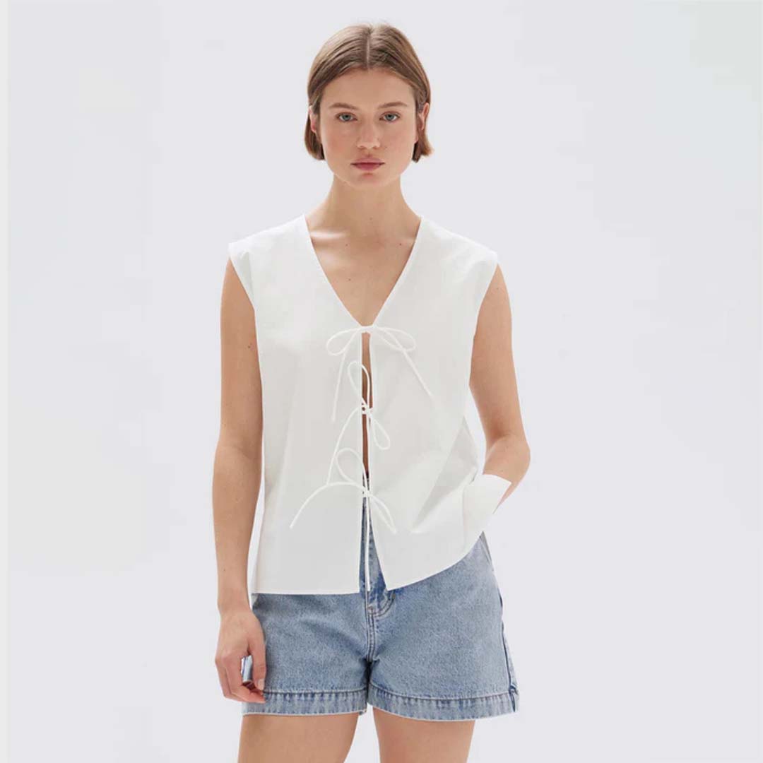 OLLIE POPLIN TIE TOP | WHITE