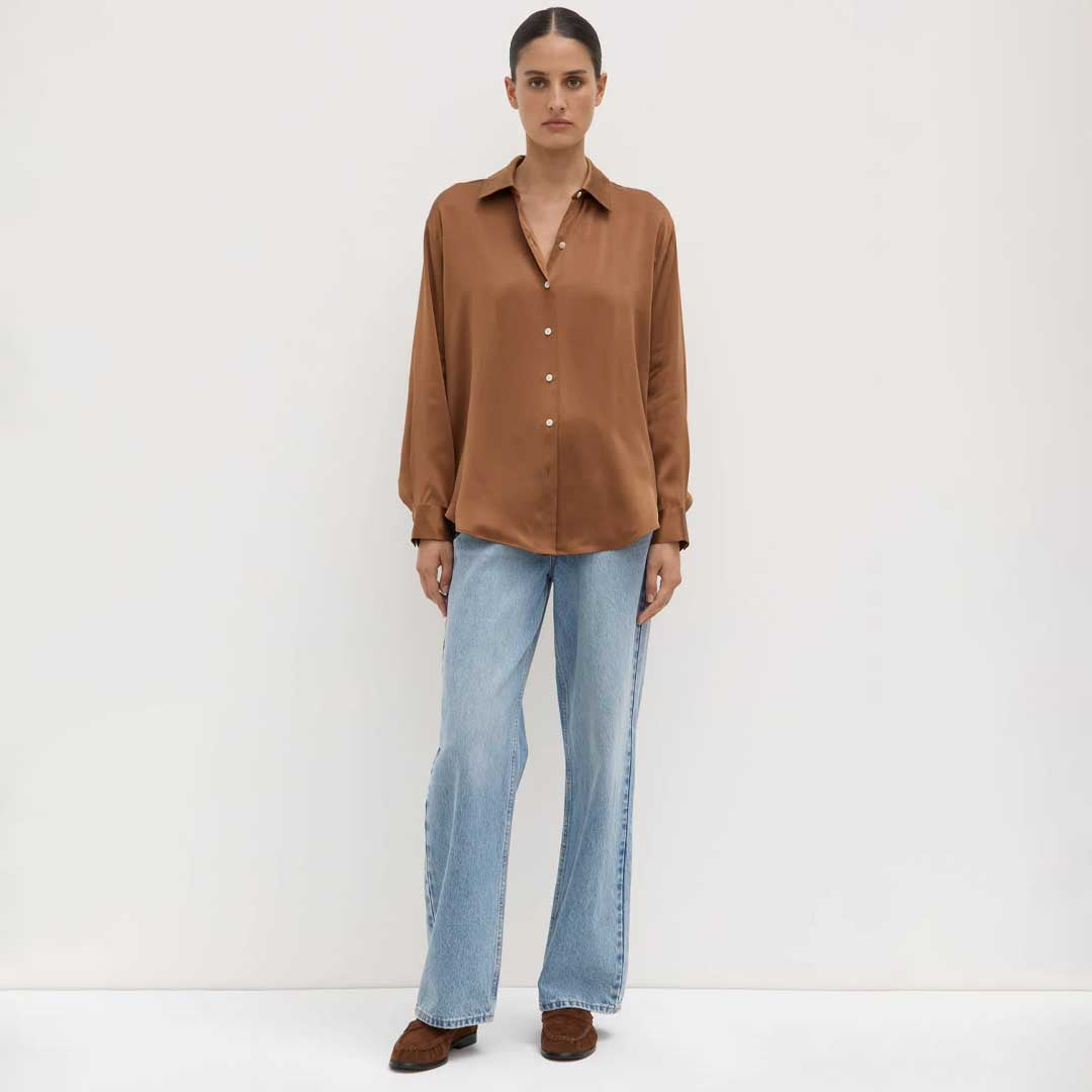 Pippa Silk Shirt | Bronze