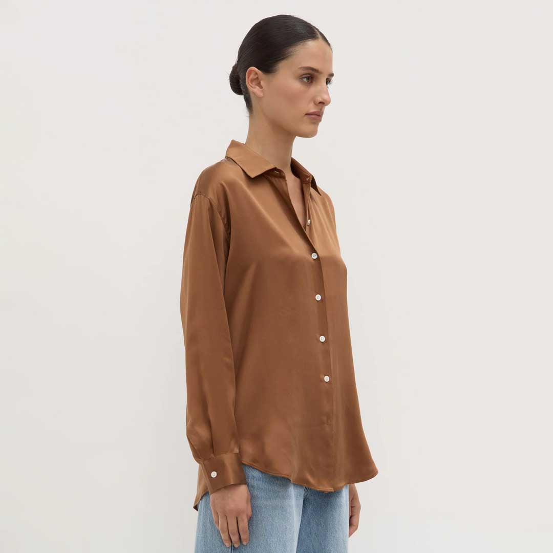 Pippa Silk Shirt | Bronze
