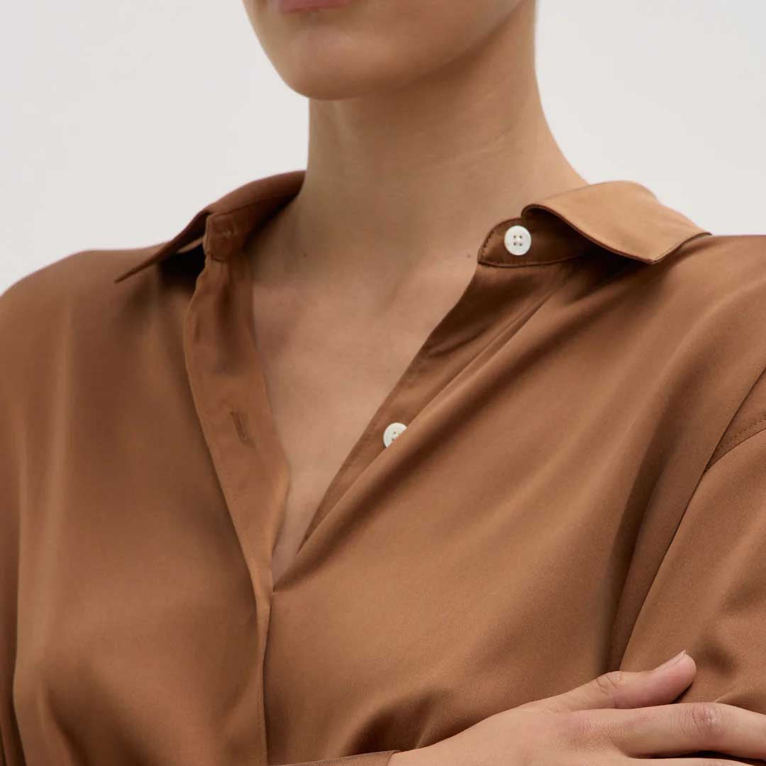 Pippa Silk Shirt | Bronze
