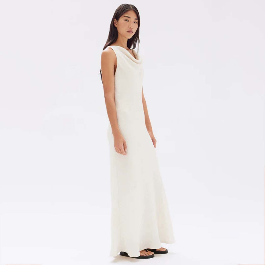 REIGN TEXTURED MIDI DRESS | CREAM