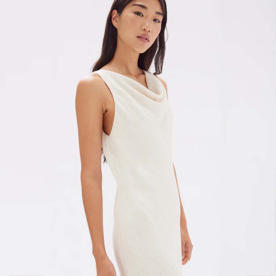 REIGN TEXTURED MIDI DRESS | CREAM