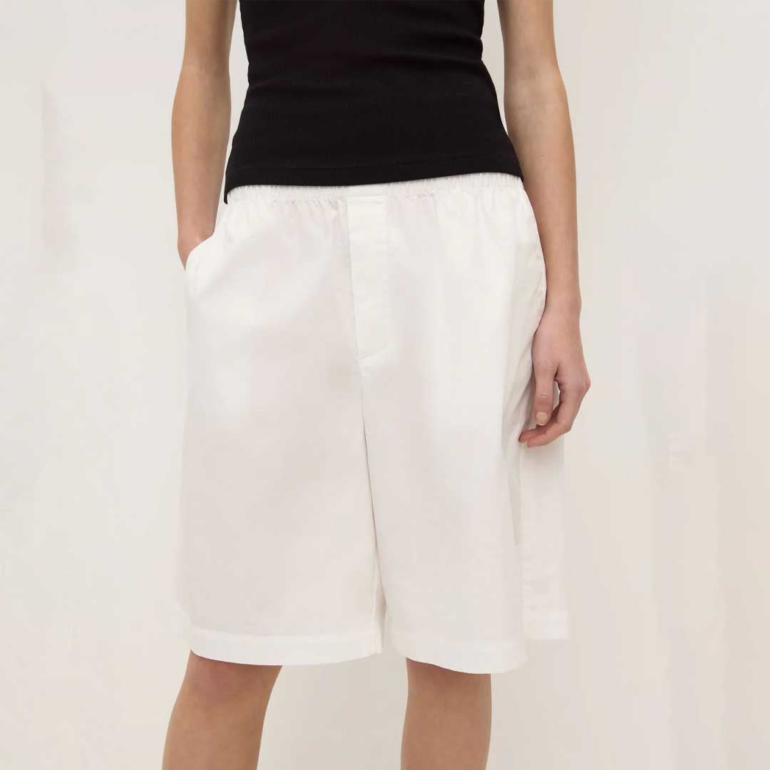 Riley Poplin Short | White
