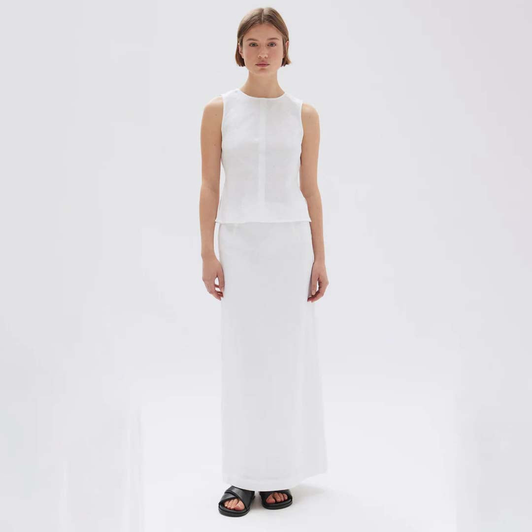 SOLIS  LINEN MAXI SKIRT | WHITE