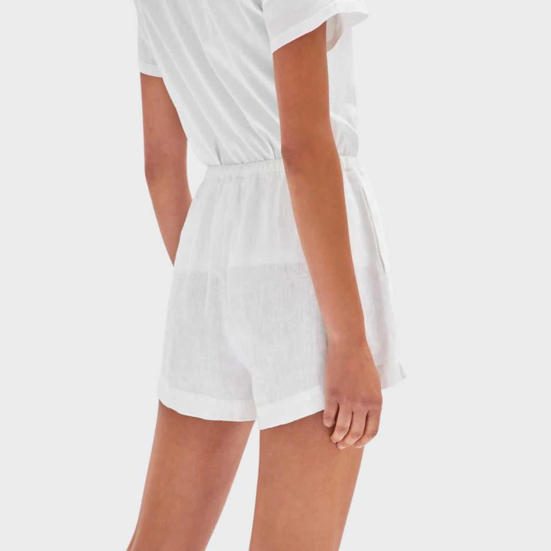 STELLA LINEN SHORT - WHITE