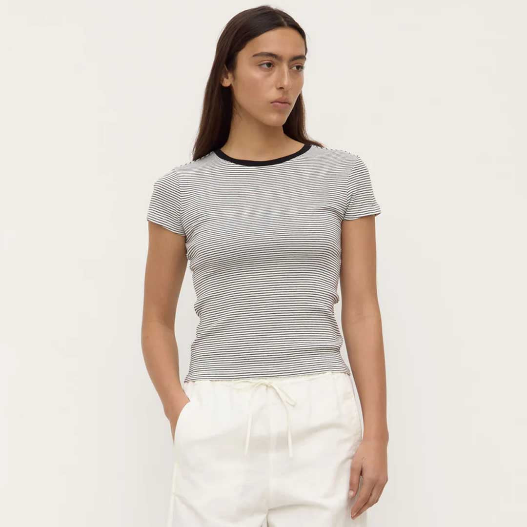 Thelma Stripe Tee | Black White