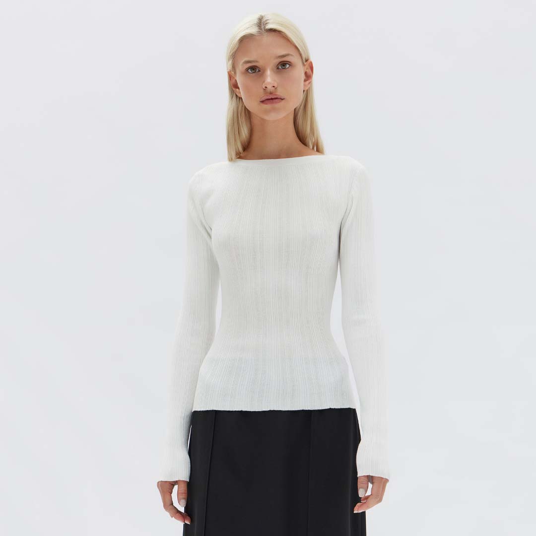 VIENNA KNIT LONG SLEEVE TOP | ANTIQUE WHITE