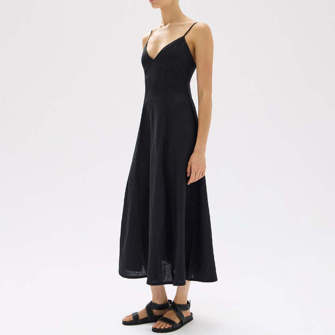 WANDA LINEN DRESS | BLACK