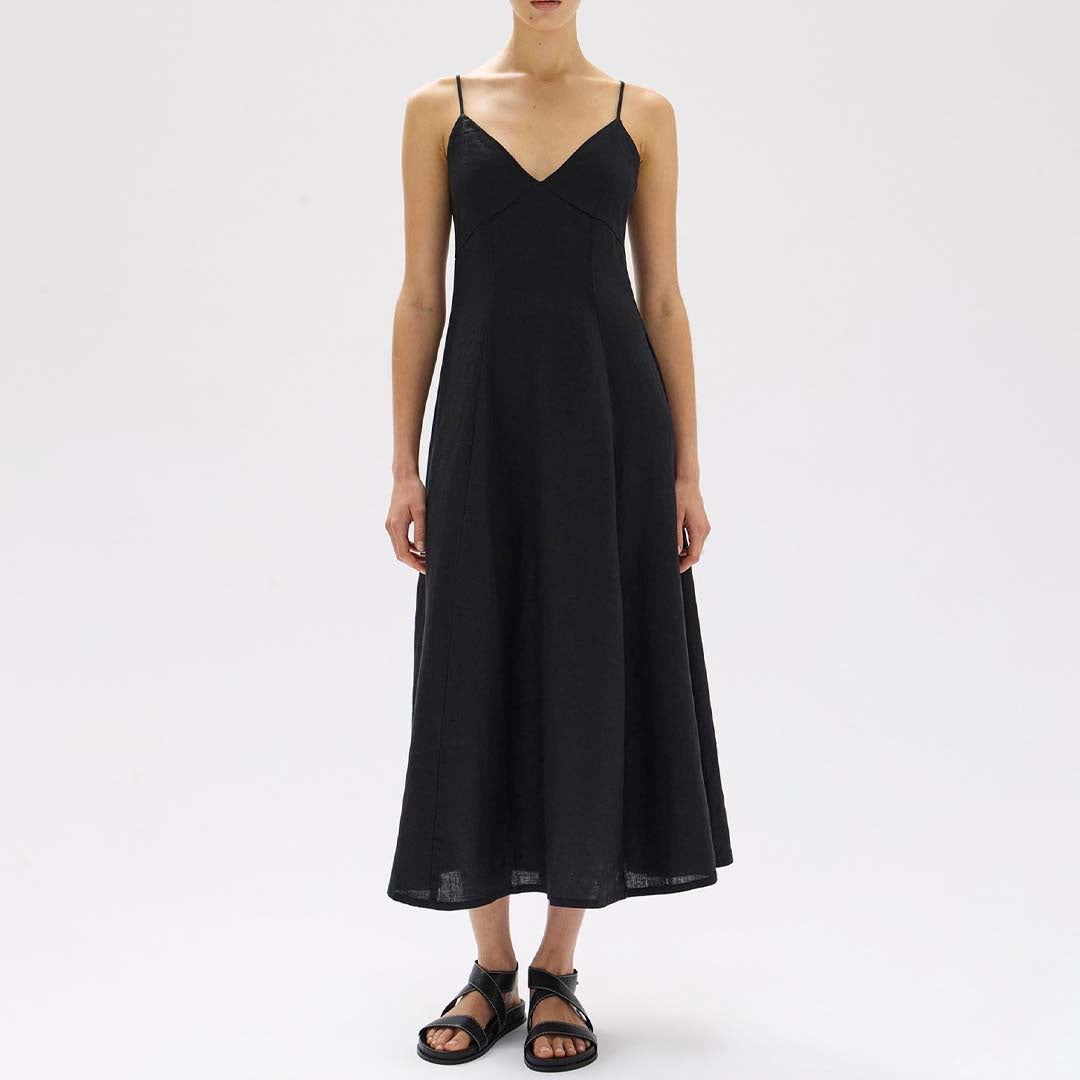 WANDA LINEN DRESS | BLACK