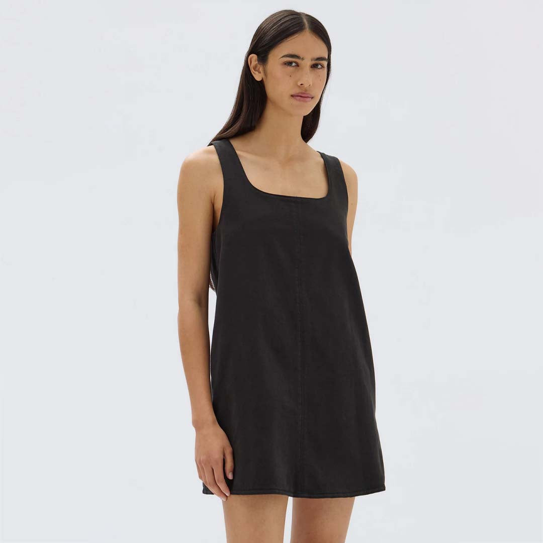 ZOEY TWILL MINI DRESS | BLACK