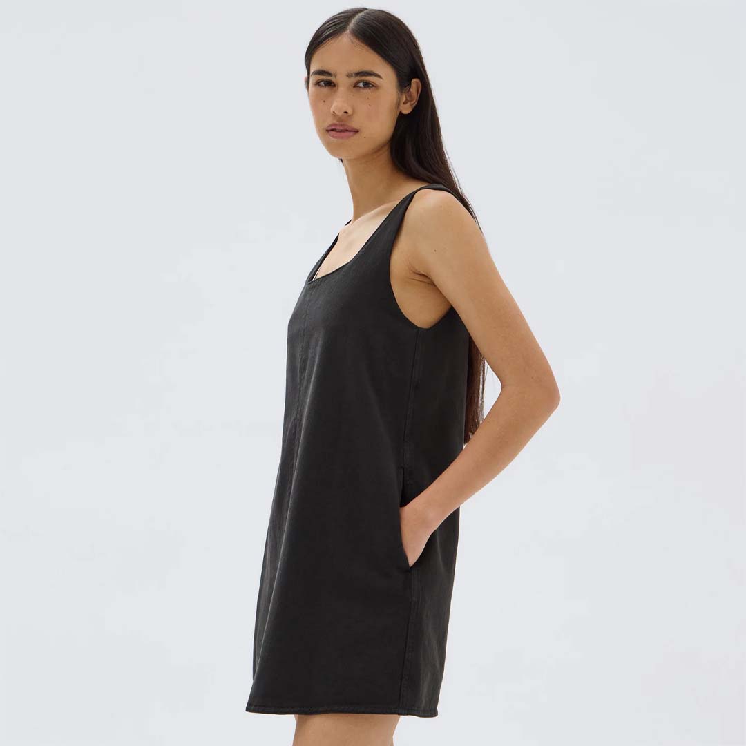 ZOEY TWILL MINI DRESS | BLACK