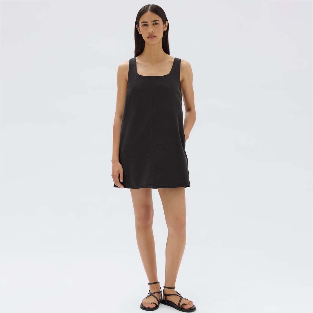 ZOEY TWILL MINI DRESS | BLACK