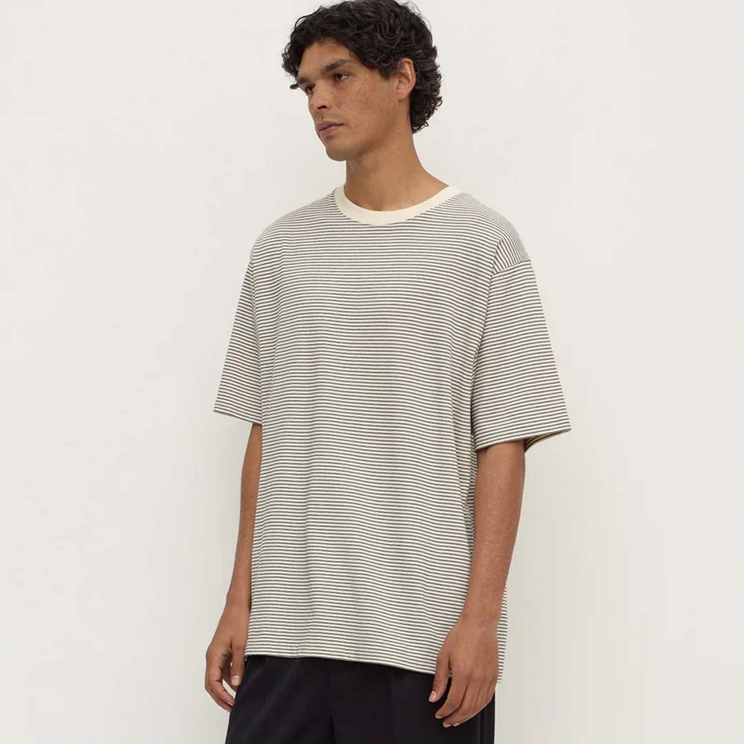 Malone Stripe Tee | Black Cream Stripe