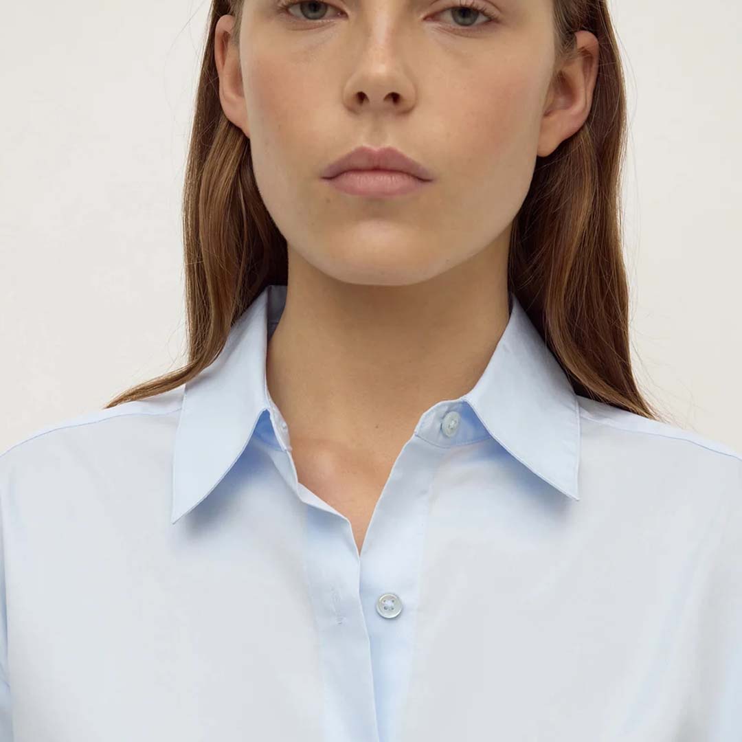Micha Poplin Long Sleeve Shirt | Powder Blue