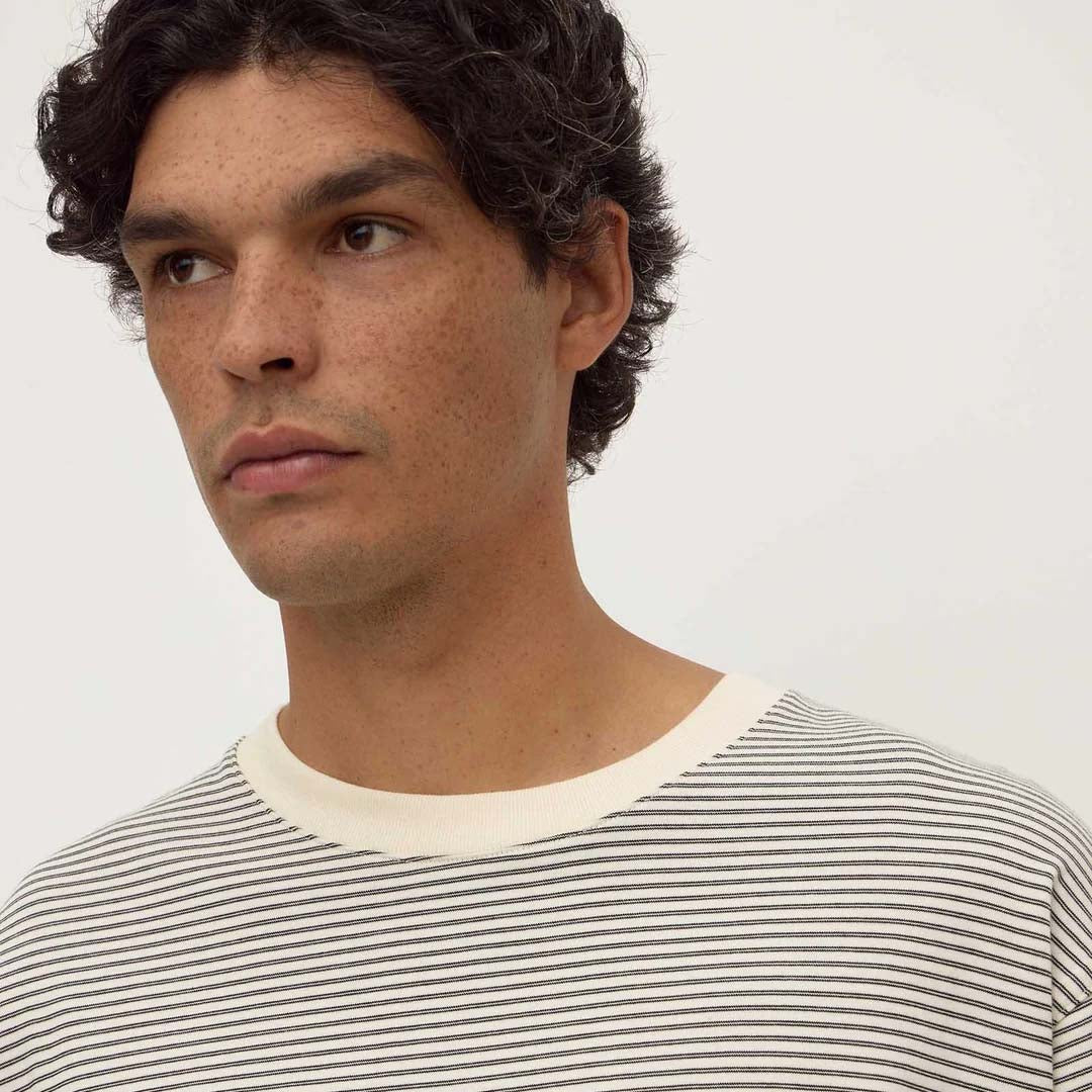 Malone Stripe Tee | Black Cream Stripe