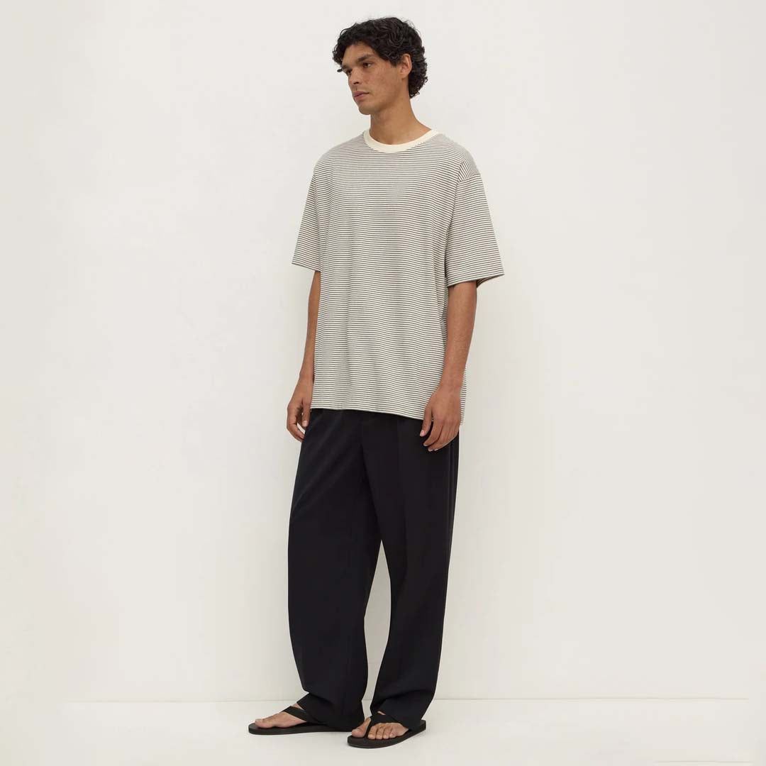 Malone Stripe Tee | Black Cream Stripe