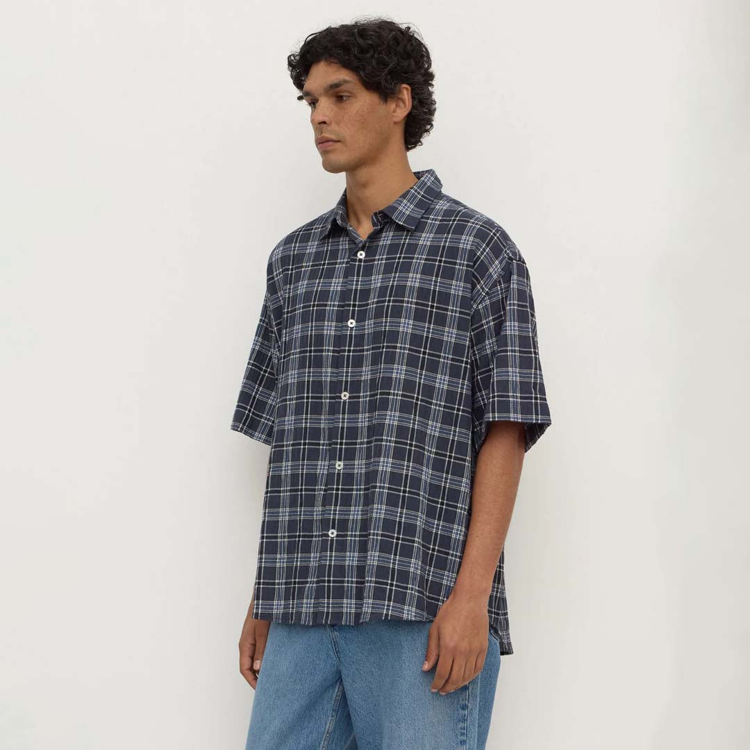 Tane Check  Shirt | True Navy