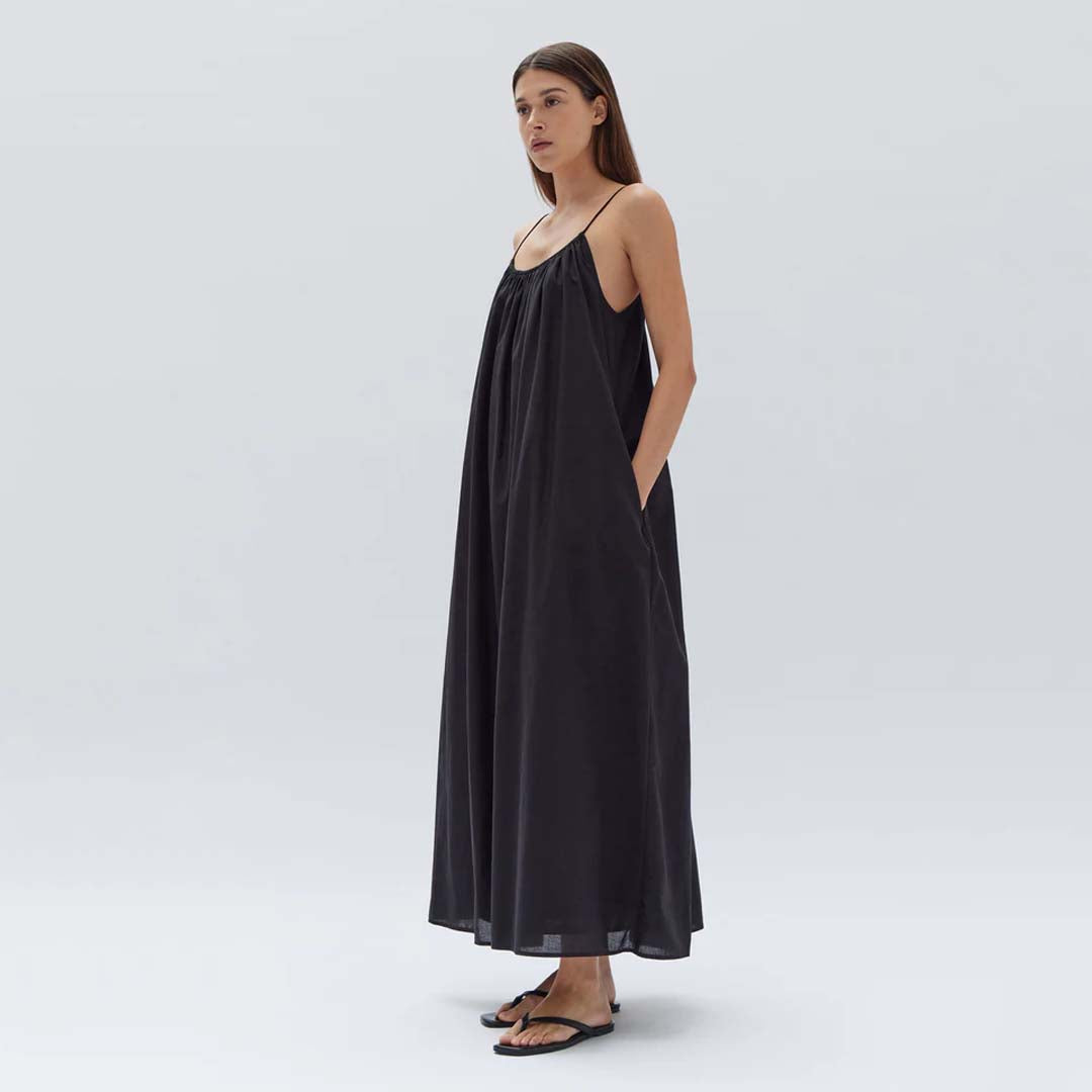 ROSELLA COTTON VOILE MAXI DRESS | BLACK