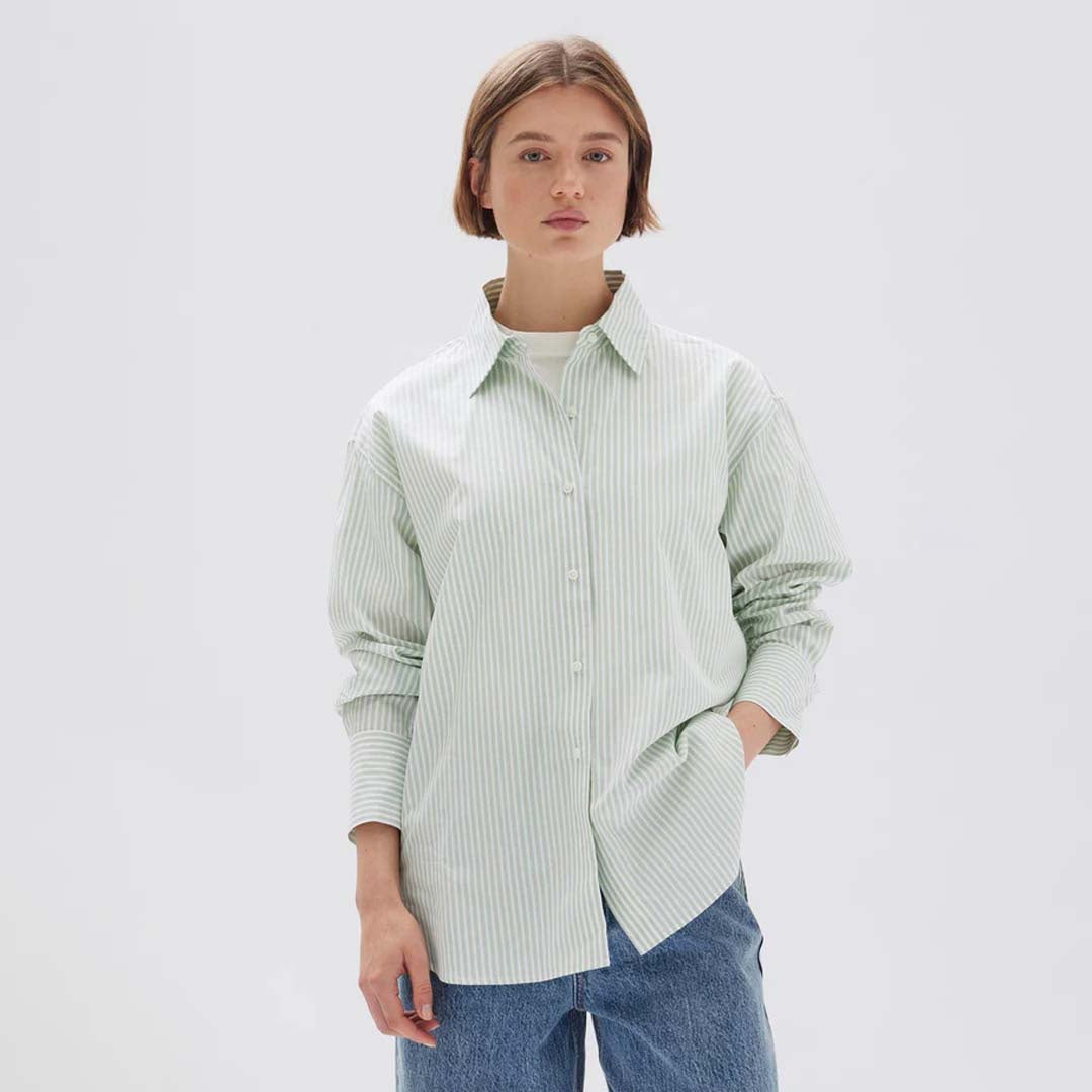 SIGNATURE POPLIN SHIRT | ROSEMARY / WHITE