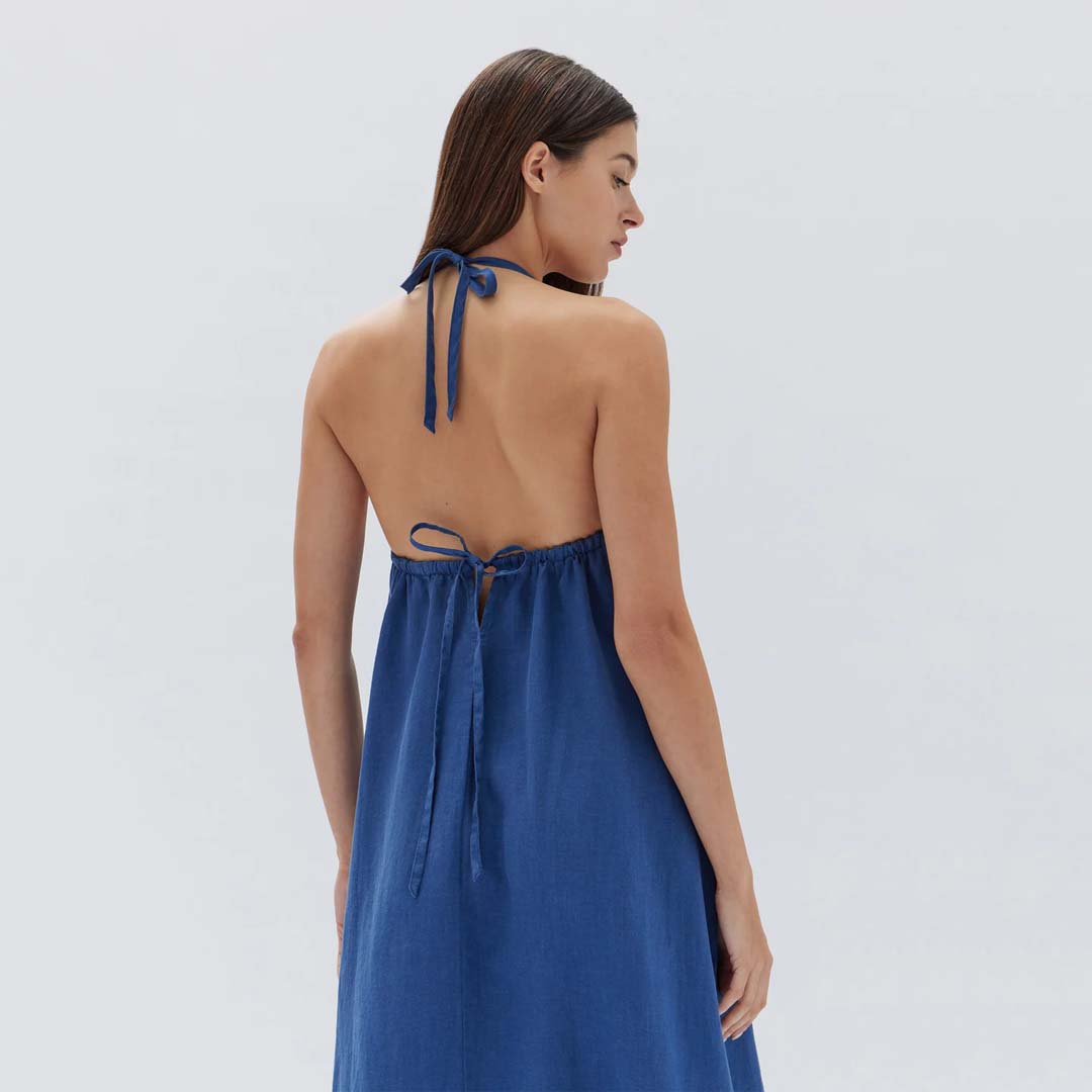 VERENA LINEN MIDI DRESS | ROYAL