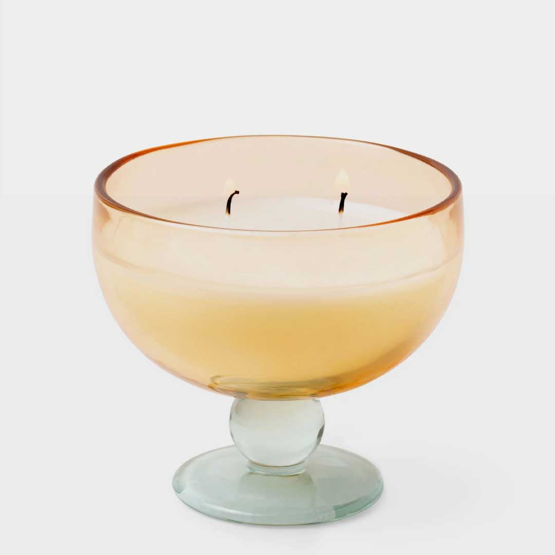 Aura 6oz Tinted Glass Goblet Candle | Yellow & Blue