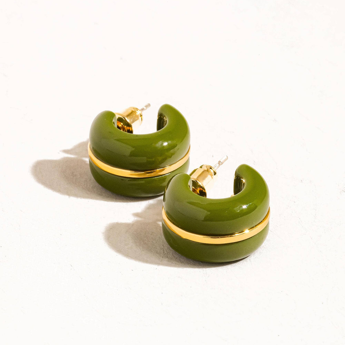 Arlo C Hoop Earring | Green 18K