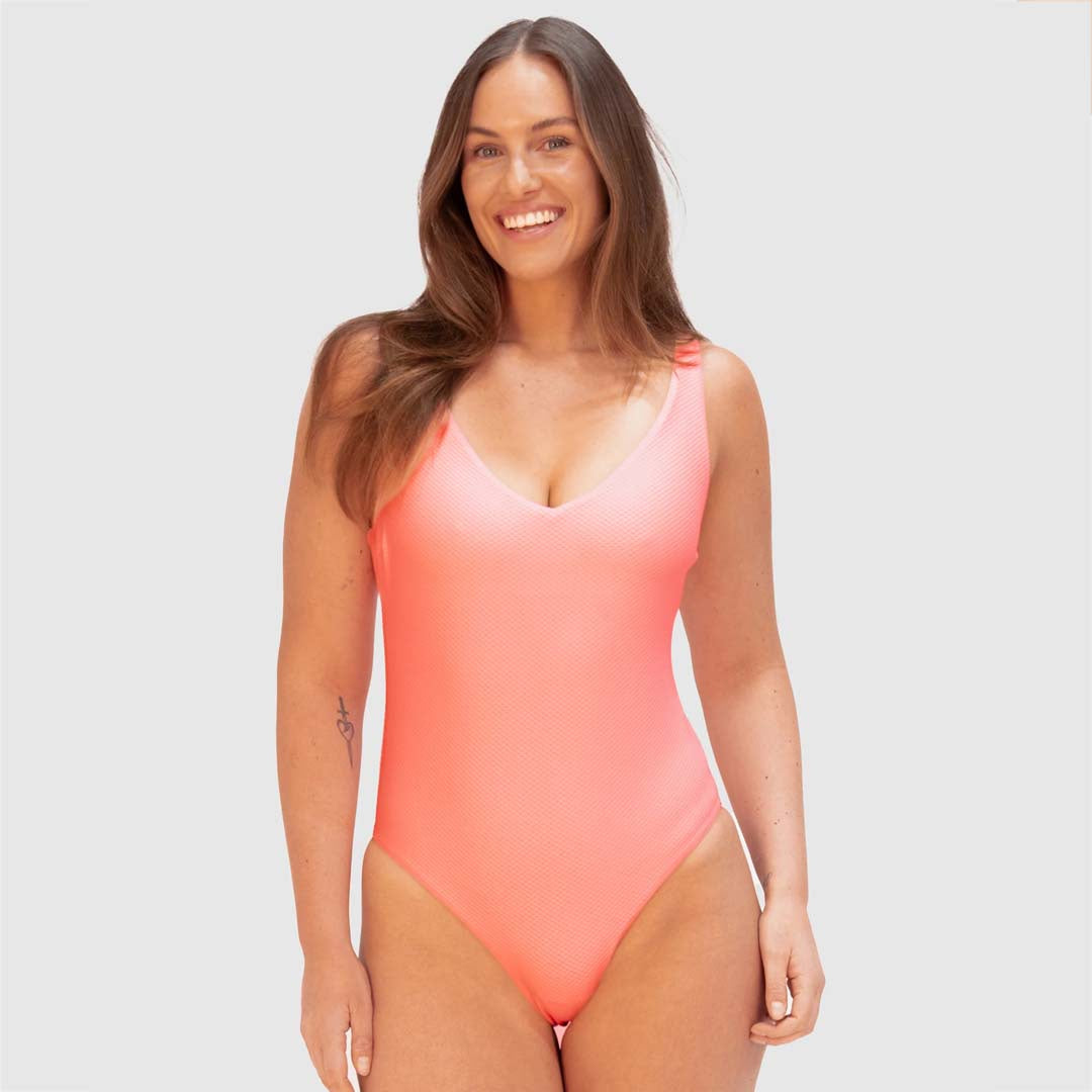 ROCOCCO V NECK ONE PIECE | CORAL SEA