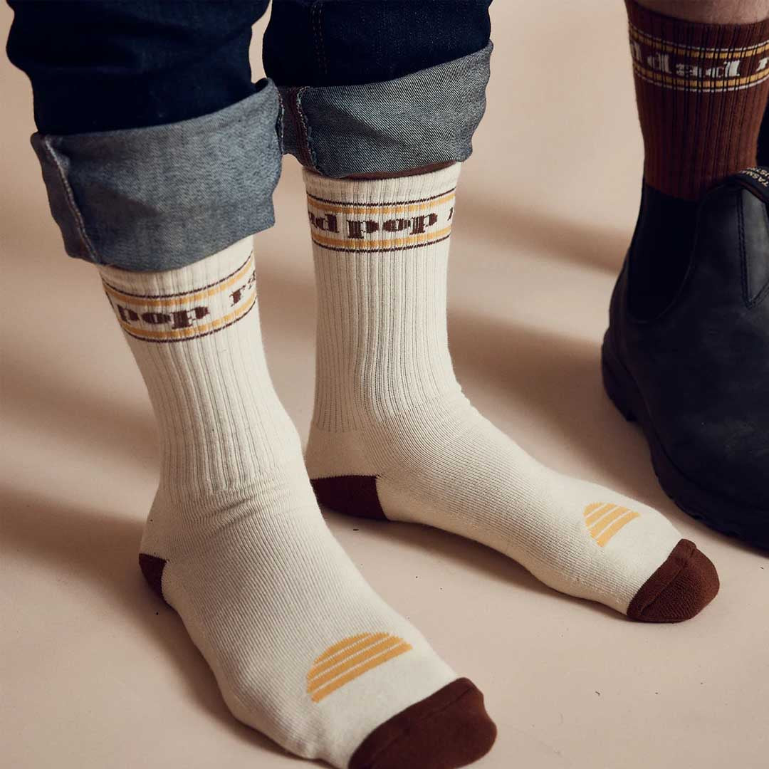 Rad Pop Crew Sock Pack | Natural Brown