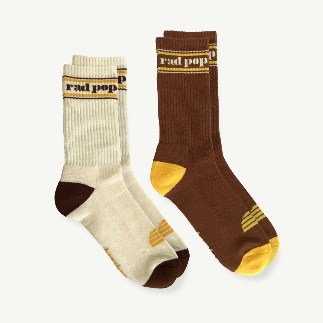 Rad Pop Crew Sock Pack | Natural Brown