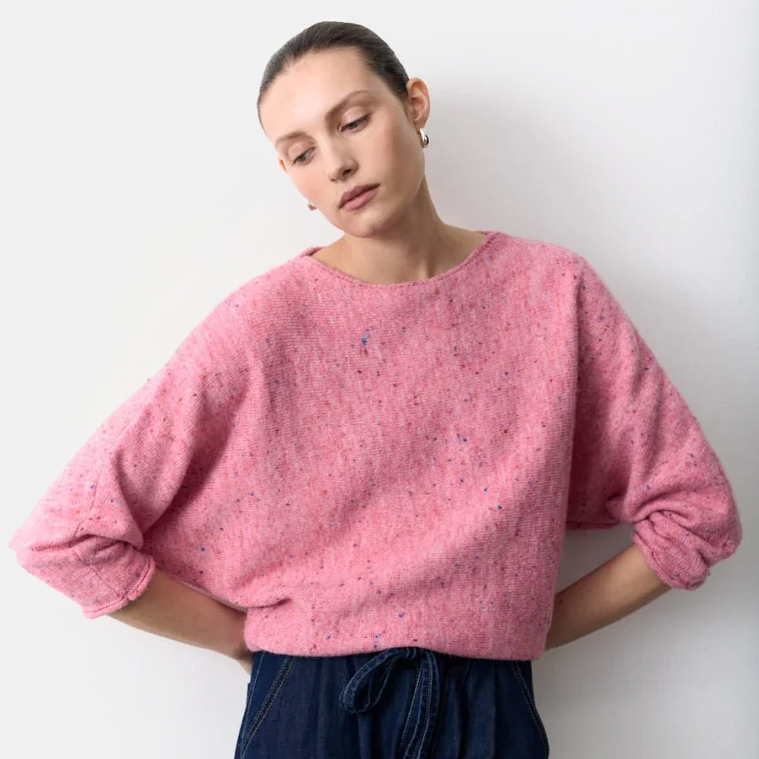 Batwing Speckle Jumper | Pink