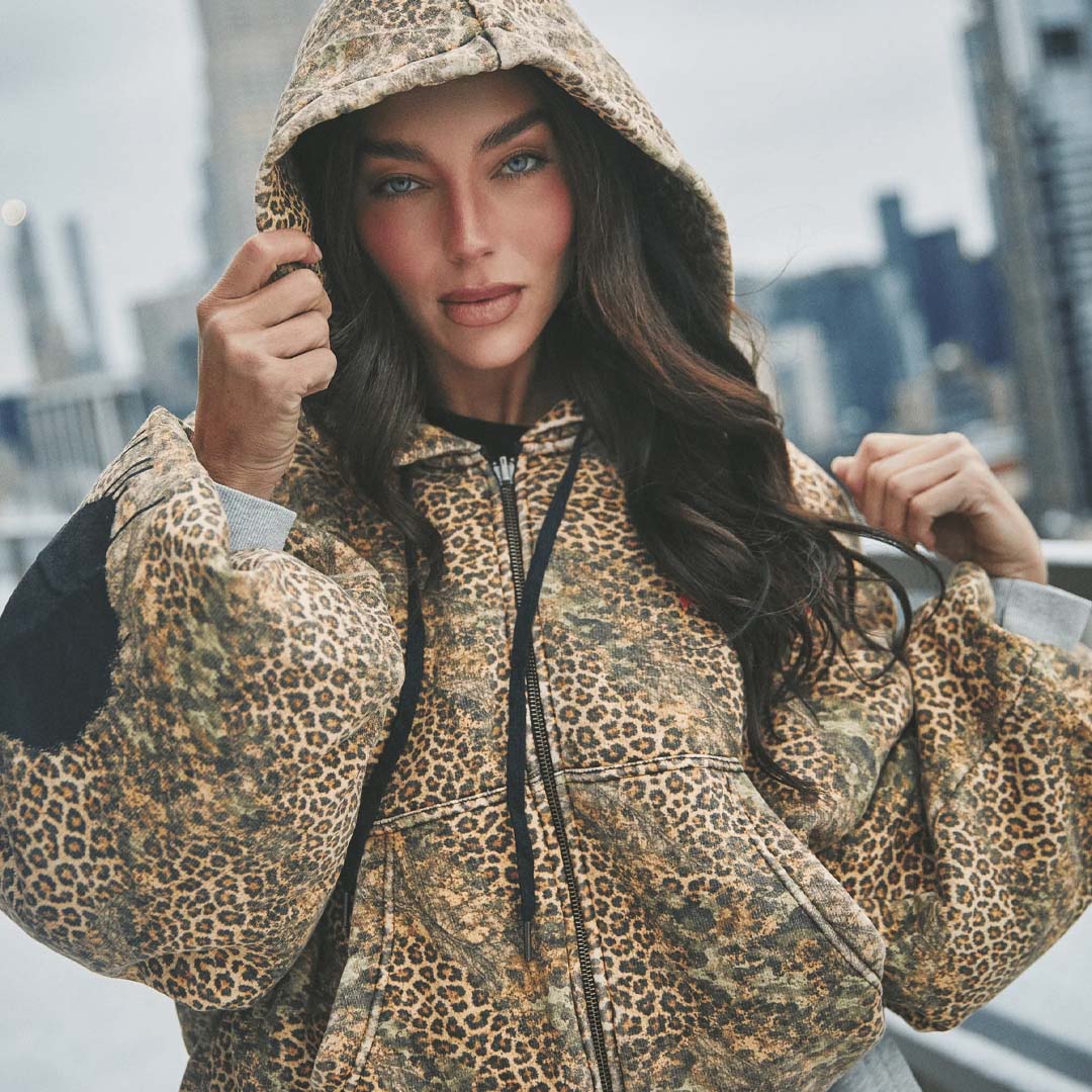 Be Happy Padded Bomber | Leopard